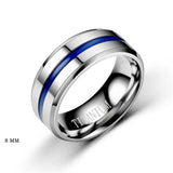 Men's Women's Titanium Blue Groove Ring - Black - Men's - 8mm Ring - 13 - Tungsten Carbide - image 13