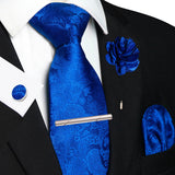 Men's 5 Pcs Silk Tie & Accessorie Gift Set - Royal Blue - 001 - One Size - Silk - image 12
