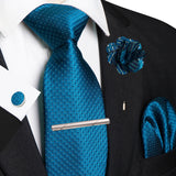 Men's 5 Pcs Luxury Formal Silk Tie Sets - Teal - 003 - One Size - Silk - image 32