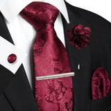 Men's 5 Pcs Silk Tie & Accessorie Gift Set - Avocado Green - 003 - One Size - Silk - image 5
