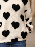 Women's Fuzzy Heart Pocketed Hoodie - Black - Hoodie - 2XL - Plush - image 6