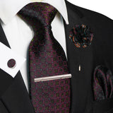 Men's 5 Pcs Luxury Formal Silk Tie Sets - Brown - 038 - One Size - Silk - image 7