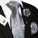 Men's 5 Pcs Silk Tie & Accessorie Gift Set - Avocado Green - 003 - One Size - Silk - image 3
