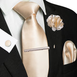 Men's 5 Pcs Luxury Formal Silk Tie Sets - Brown - 038 - One Size - Silk - image 4
