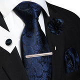 Men's 5 Pcs Silk Tie & Accessorie Gift Set - Avocado Green - 003 - One Size - Silk - image 7