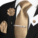 Men's 5 Pcs Luxury Ridged Silk Tie Sets - Brown - 5pc Tie Set - 025 - Medium - Silk - image 1