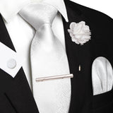 Men's 5 Pcs Luxury Formal Silk Tie Sets - White - 012 - One Size - Silk - image 49