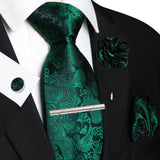 Men's 5 Pcs Silk Tie & Accessorie Gift Set - Avocado Green - 003 - One Size - Silk - image 13