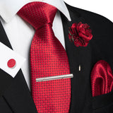 Men's 5 Pcs Luxury Formal Silk Tie Sets - Red - 029 - One Size - Silk - image 13