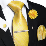 Men's 5 Pcs Luxury Formal Silk Tie Sets - Yellow - 030 - One Size - Silk - image 44