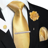 Men's 5 Pcs Luxury Formal Silk Tie Sets - Gold - 032 - One Size - Silk - image 46