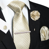 Men's 5 Pcs Luxury Formal Silk Tie Sets - Khaki - 034 - One Size - Silk - image 5