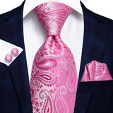 Men's 3 Pcs Stylish Pink Silk Tie Sets - Pink - SJT-0379 - One Size - Silk - image 2