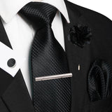 Men's 5 Pcs Luxury Formal Silk Tie Sets - Black - 039 - One Size - Silk - image 41