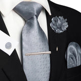 Men's 5 Pcs Luxury Formal Silk Tie Sets - Gray - 040 - One Size - Silk - image 2