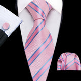 Men's 3 Pcs Classic Formal Tie Sets - Pink - Stripe 0433 - One Size - Silk - image 8