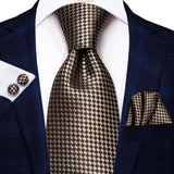 Funki Buys | Neckties | Men's 3 Pcs Luxury Brown Argyle Tie Set