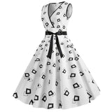 Women's Retro Swing Polka Dot Dresses - Black - Swing Dress - XXL - Polyester - image 35