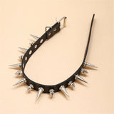 Women's Spike Collar Gothic Necklace - Black - Spike Collar Necklace - PU Leather - image 7