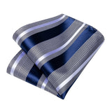 Funki Buys | Neckties | Men's 3 Pcs Dark Blue White Striped Tie Set