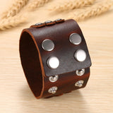 Unisex Leather Studded Wristband - Black - Gothic Bracelet - Medium - PU Leather - image 9