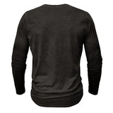 Men's Casual Long Sleeve Henly Shirt - Khaki - Long Sleeve Tee Shirt - 5XL - Polyester - image 16