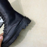 Women's Gothic Lace Up High Top Boots - Black - Lace Up Boot - 43 B - PU Leather - image 13