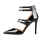 Women's Luxury 4 Strap Stiletto Sandals - Gold - Formal Shoes - 45 B - PU Leather - image 13