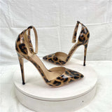 Women's Patent Leopard Stiletto Sandals - Leopard - 12cm - 46 B - Genuine Patent Leather - image 2