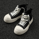 Women's Men's Platform High Top Sneakers - Black - Platform Sneakers - 46 B - Canvas - image 6