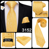 Men's 3 Pcs Classic Yellow Gold Tie Sets - Gold - C-3053 - One Size - Silk - image 27