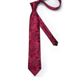 Funki Buys | Neckties | Men's 3 Pcs Red Silk Paisley Tie Set
