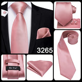 Men's 3 Pcs Stylish Pink Silk Tie Sets - Pink - SJT-3349 - One Size - Silk - image 9