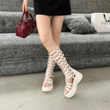 Women's Cut Out Gladiator Sandals - Black - Platform Sandals - 42 B - PU Leather - image 17