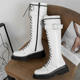 Women's Patent Buckle Strap Lace Up Boot - Black - Boot - 42 B - PU Patent Leather - image 31