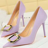 Funki Buys | Shoes | Women's Square Buckle Pointed Toe Pumps