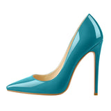 Women's Stylish Patent Leather Stilettos - Turquoise - 12cm - 15 B - Genuine Patent Leather - image 7