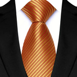 Men's Golden Orange Striped Formal Tie - Orange - Necktie / 11 - One Size - Polyester - image 4