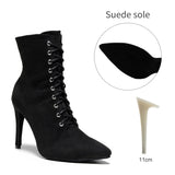 Women's Sexy Stiletto Latin Dance Boots - Black - A-11CM Indoor - 44 B - PU Leather - image 18