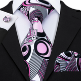 Funki Buys | Neckties | Men's 3 Pcs Pink Abstract Formal Tie Set