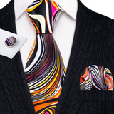 Funki Buys | Neckties | Men's 3 Pcs Pink Orange Swirls Tie Set