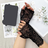 Women's Gothic Fingerless Lace Gloves - Black - 6 / F2 - One Size - Rayon - image 21