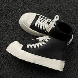 Women's Men's Platform High Top Sneakers - Black - Platform Sneakers - 46 B - Canvas - image 8