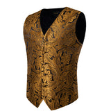 Men's 4 Pcs Luxury Gold Silk Tie Vest Set - Gold - 4pc Tie Set - M-0161 - 3XL - Silk - image 4