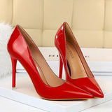 Women's Formal Mid-Heel Nude Scarpins - Red - 10.5cm - Formal Stilettos - 43 B - PU Patent Leather - image 22