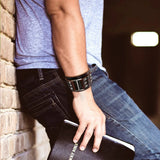 Unisex Leather Studded Wristband - Black - Gothic Bracelet - Medium - PU Leather - image 5