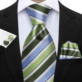 Funki Buys | Neckties | Men's 3 Pcs Striped Jacquard Tie Set