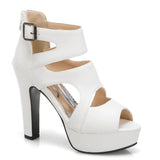Women's Block Heeled Platform Sandals - Black - Heels - 43 B - PU Leather - image 20
