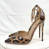 Women's Patent Leopard Stiletto Sandals - Leopard - 12cm - 46 B - Genuine Patent Leather - image 14