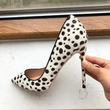 Women's White Black Spotted Heels - White/Black - 1 / 12cm Heel - 46 B - Patent Leather - image 10